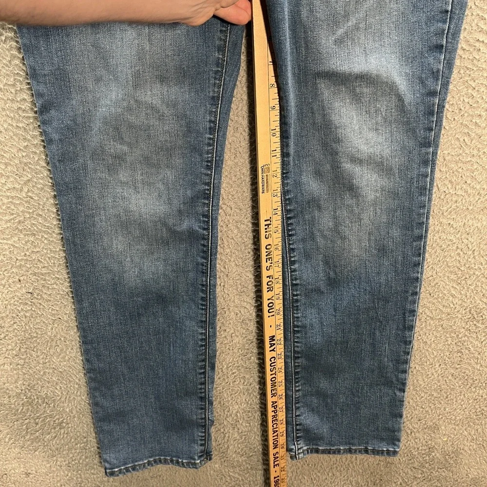 Lee Jeans Womens 16 Long Blue‎ Regular Fit Straight Distressed Denim Workwear